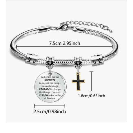 Cross Charm Serenity Prayer And Christian Bracelet