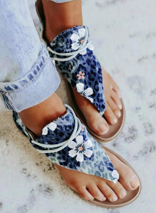 Blue Floral Leopard Sandal