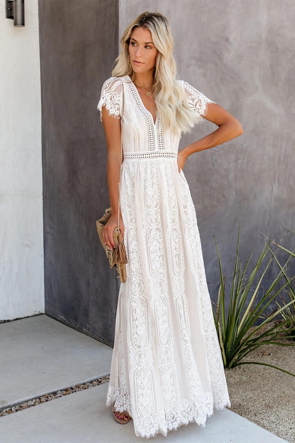 white lace dress south africa Bungalow Lace Maxi Dress