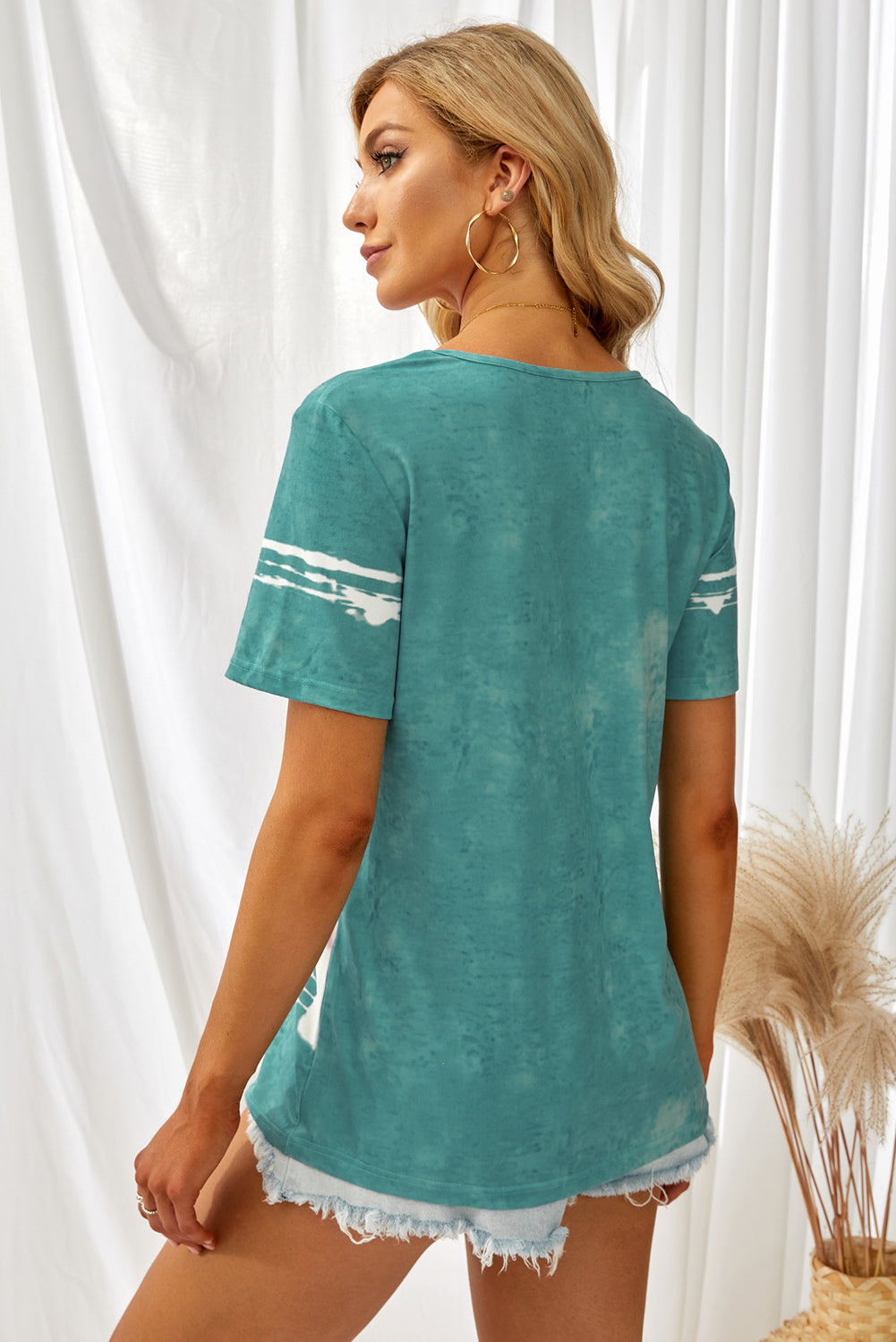 Tie-dyed Color Block Print T-shirt