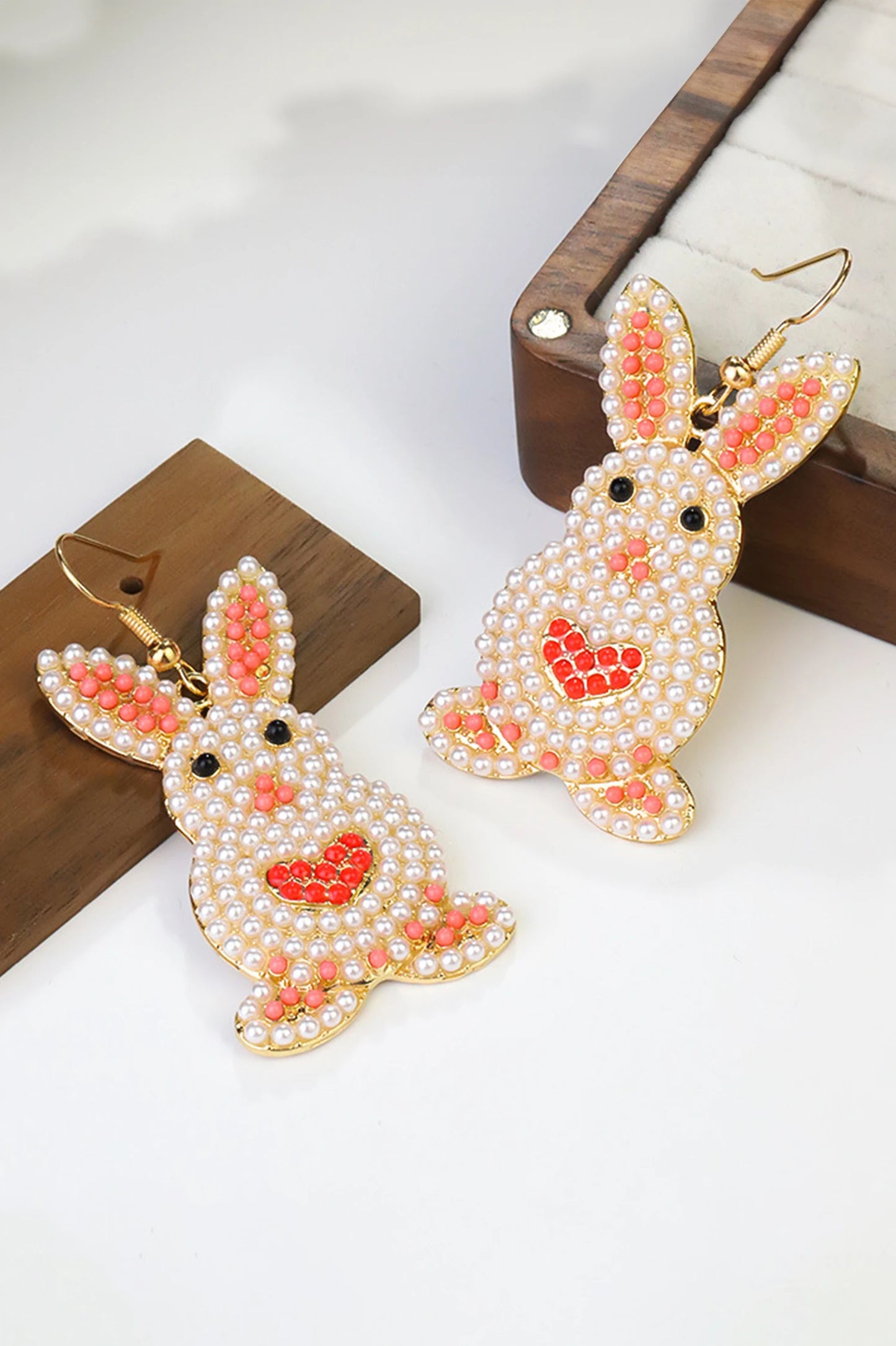 White Easter Bunny Luminous Beading Earrings