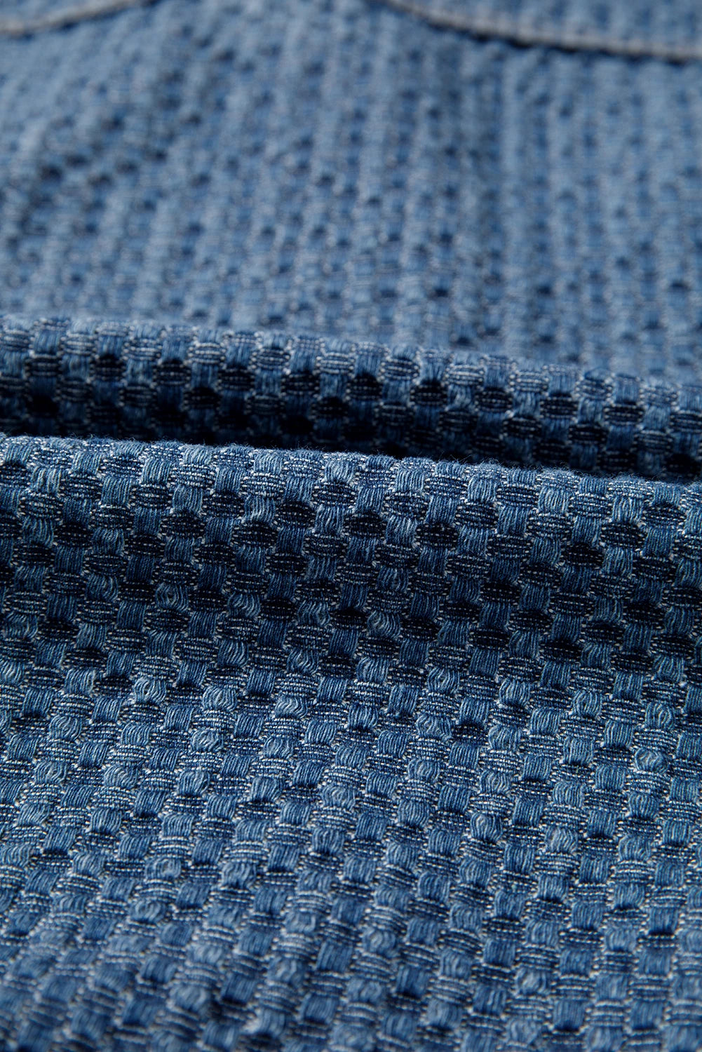 Blue Double Flap Pocket Denim Textured Button Down Jacket