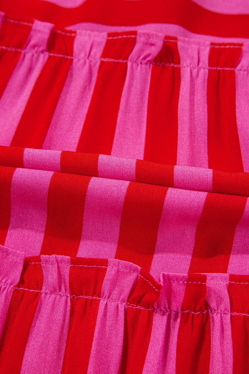 Rose Stripe Flutter Sleeve Smocked Bodice Tiered Maxi Dress