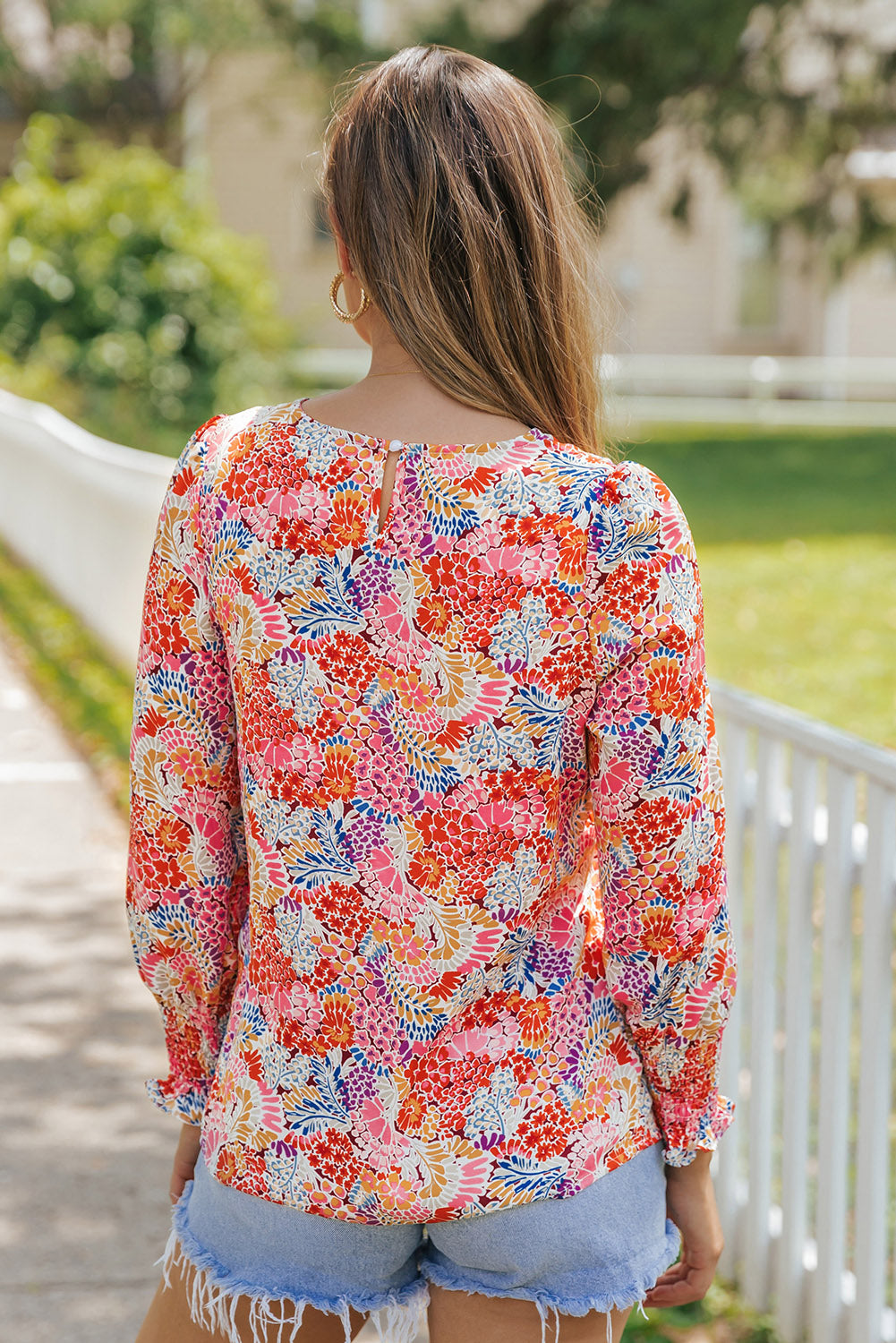 Multicolor Puff Sleeve Floral Blouse