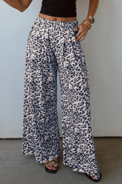 Multicolour Leopard Print Wide Leg Full Length Pants