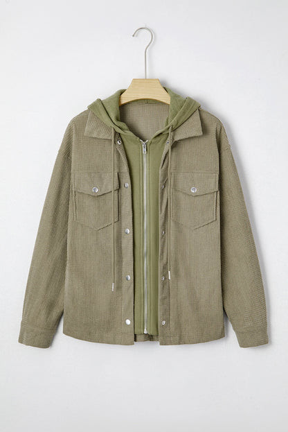 2 in 1 Thermal Knit Textured Hooded Jacket