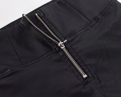 PU Denim Peach Hip Pants