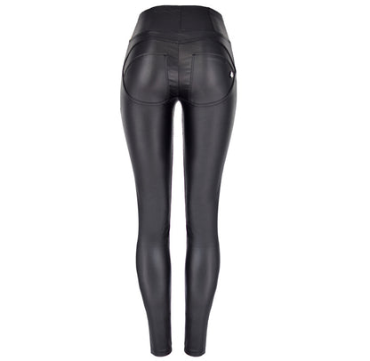 PU Denim Peach Hip Pants