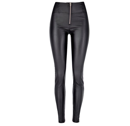 PU Denim Peach Hip Pants