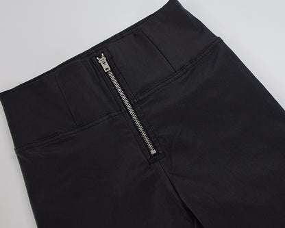 PU Denim Peach Hip Pants