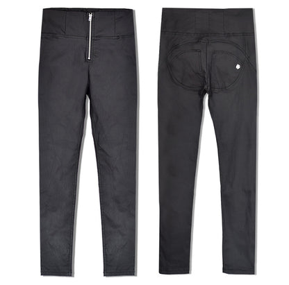 PU Denim Peach Hip Pants