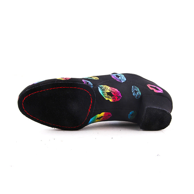 Seven-Color Lip Print dance shoes