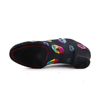 Seven-Color Lip Print dance shoes