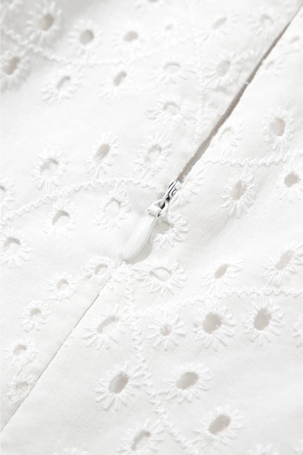 White Floral Eyelet Embroidered Sleeveless Shift Dress