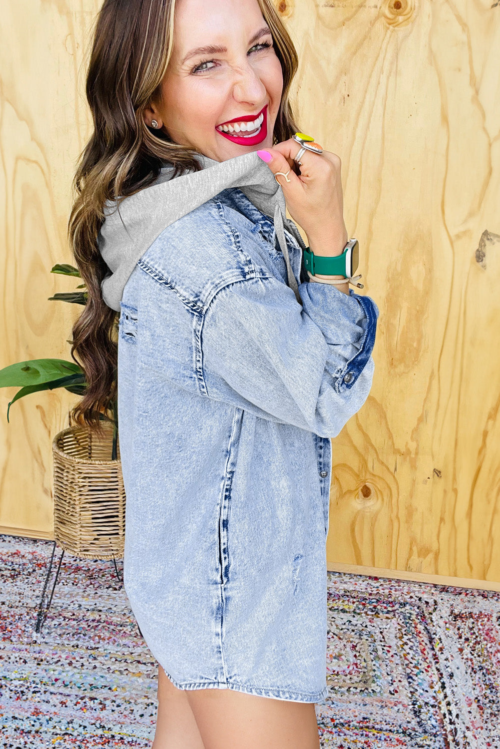 Blue jean hooded jacket hotsell
