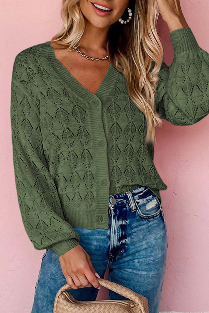 Lightweight Buttoned Front Crochet Cardigan