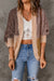 Brown Color Block Loose Open Front Knitted Cardigan