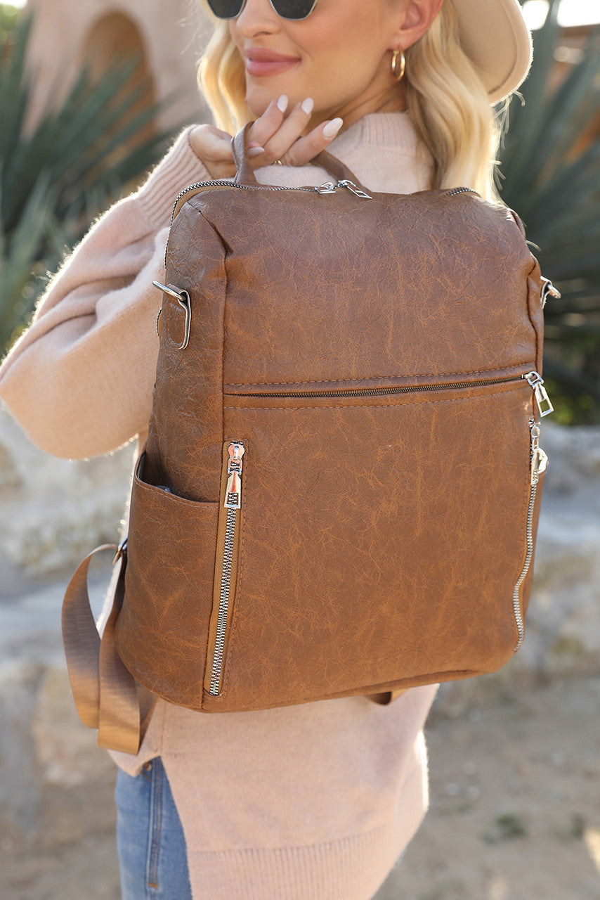 Chestnut Vintage Leather Large Backpack