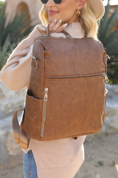 Chestnut Vintage Leather Large Backpack