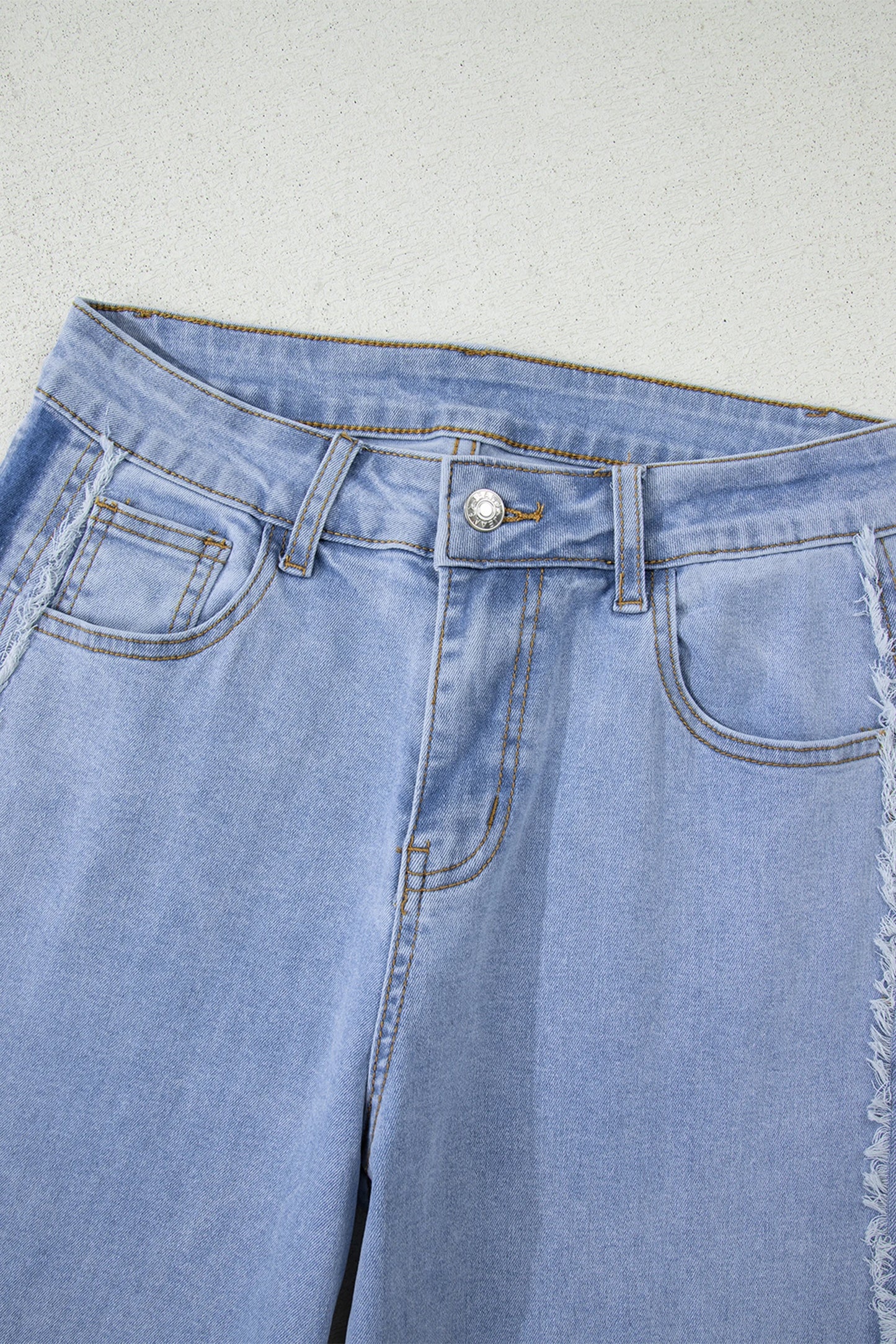 Beau Blue Contrast Stripe Frayed Side Panel Patchwork Shift Jeans