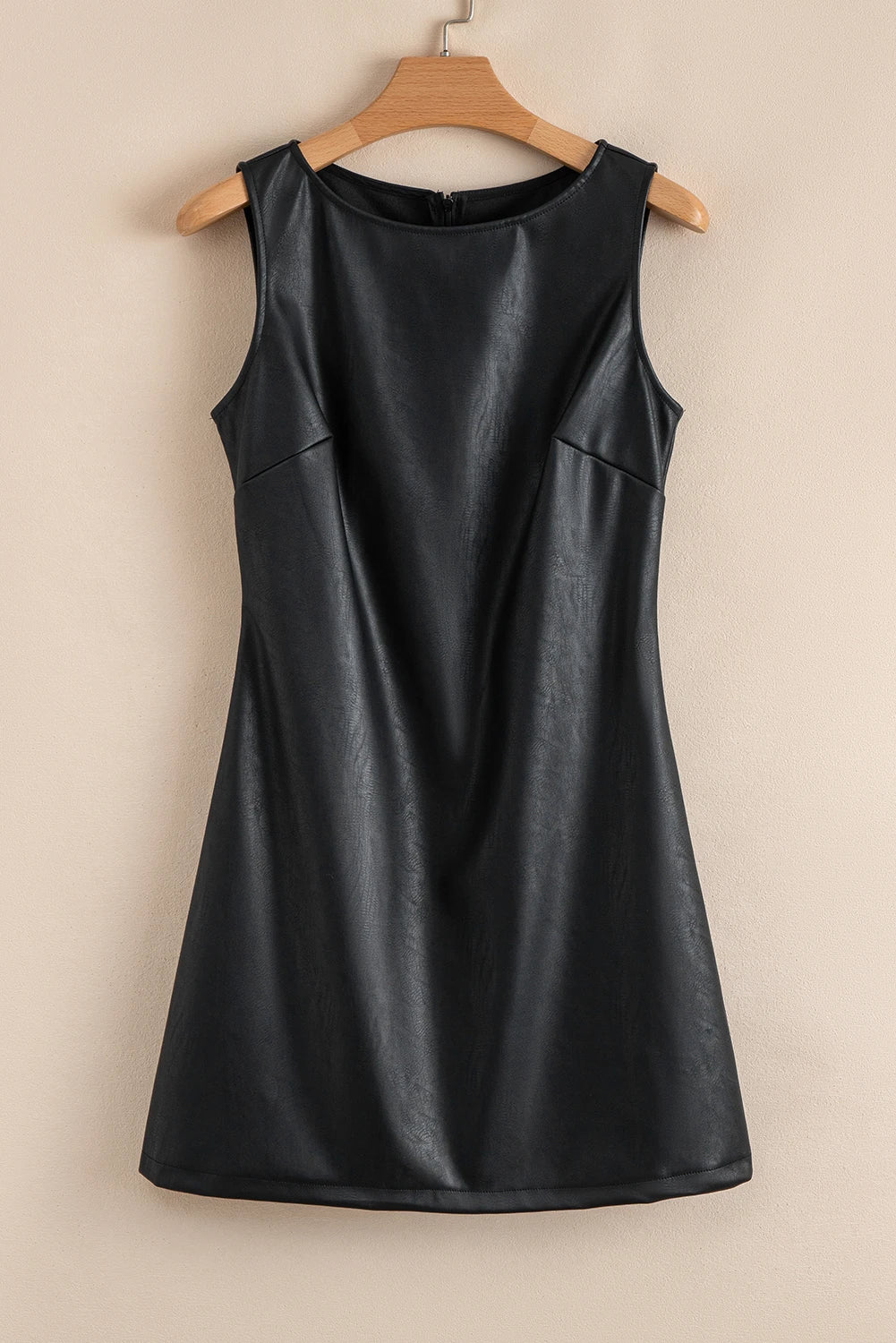 Black Vegan Leather Sleeveless Mini Dress