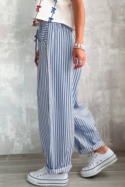 Stripe Drawstring Casual Loose Pants