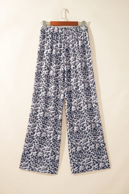 Multicolour Leopard Print Wide Leg Full Length Pants