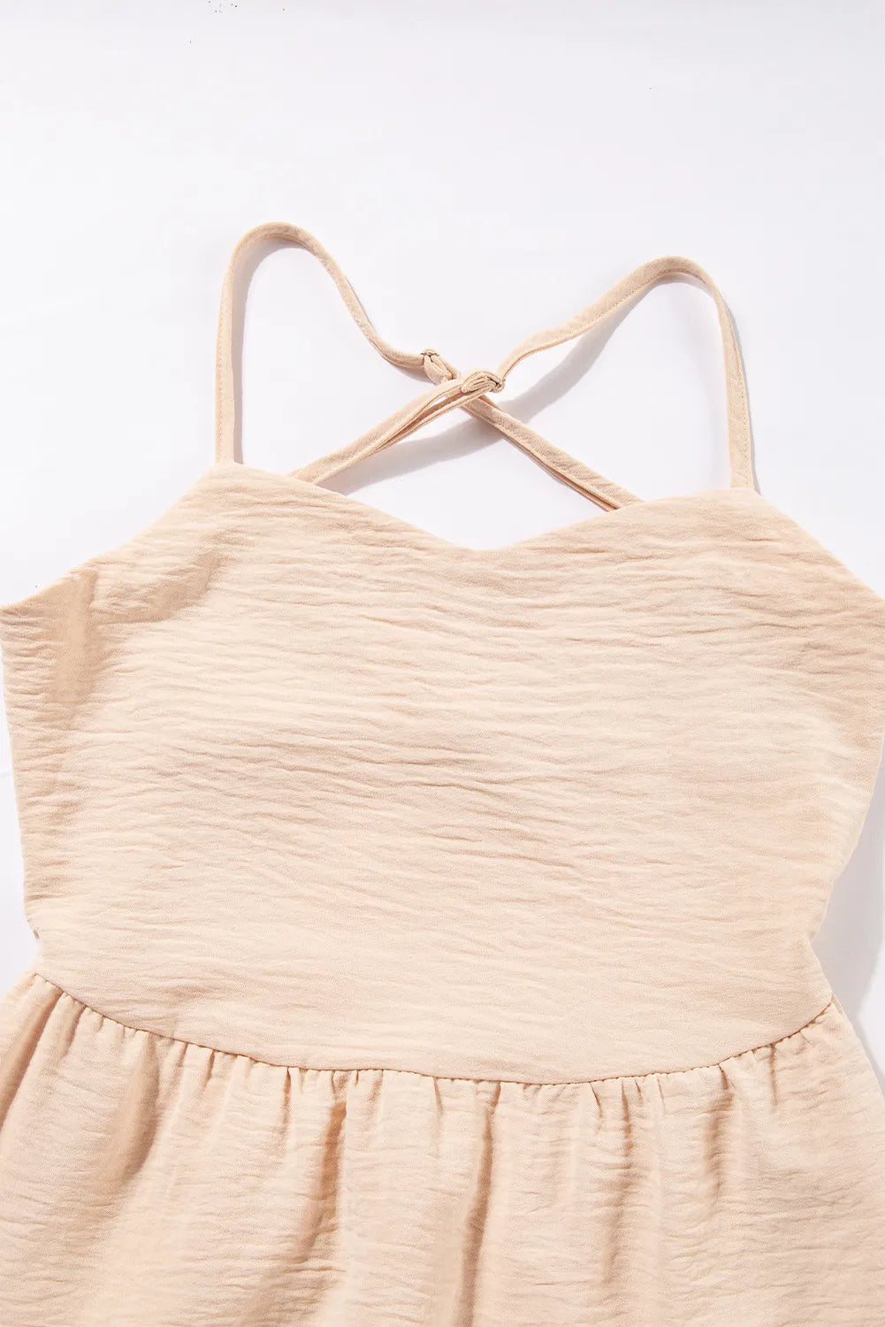 Oatmeal Crossover Backless Bodice Tiered Maxi Dress