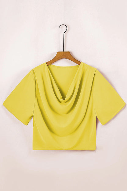 Golden Glow Women's Casual Summer Sleeve Wrap V Neck Draped Blouses