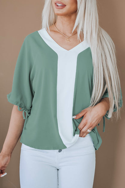 V Neck Colorblock Dolman Top