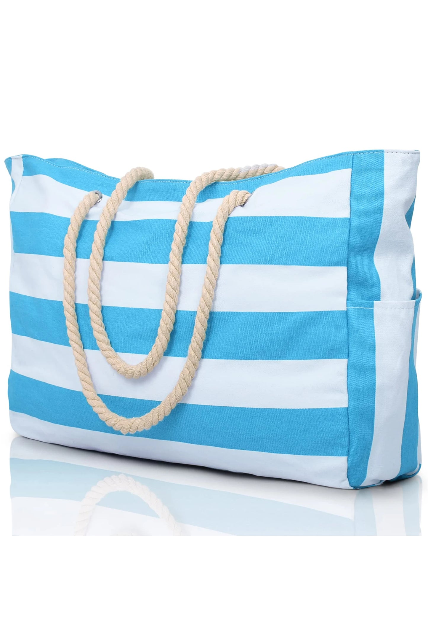 Striped Waterproof Canvas Large Capacity Tote Bag