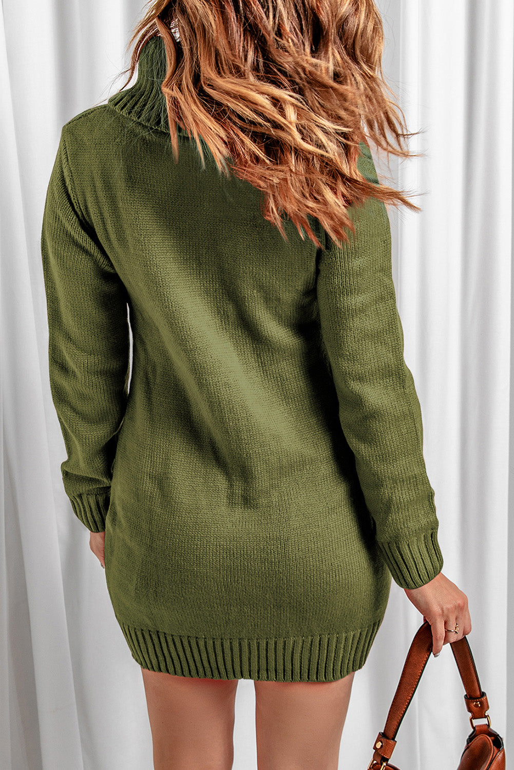 Olive Cowl Neck Cable Knit Sweater Dress The Perfect Touch SA