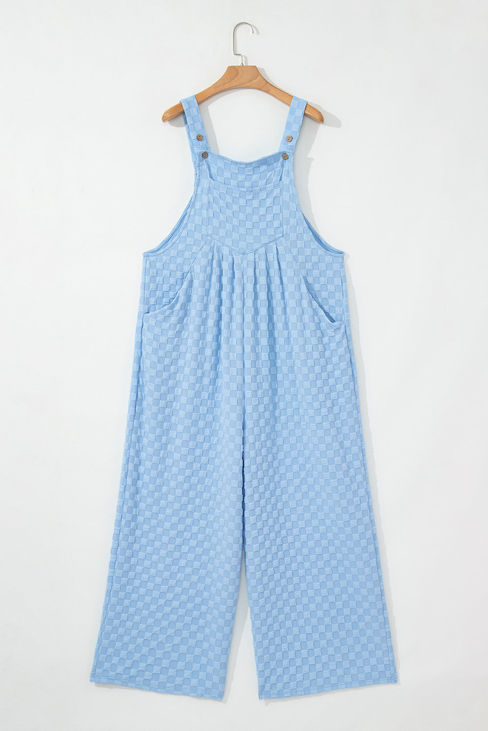 Checkered Pocketed High Waist Wide Leg Overall