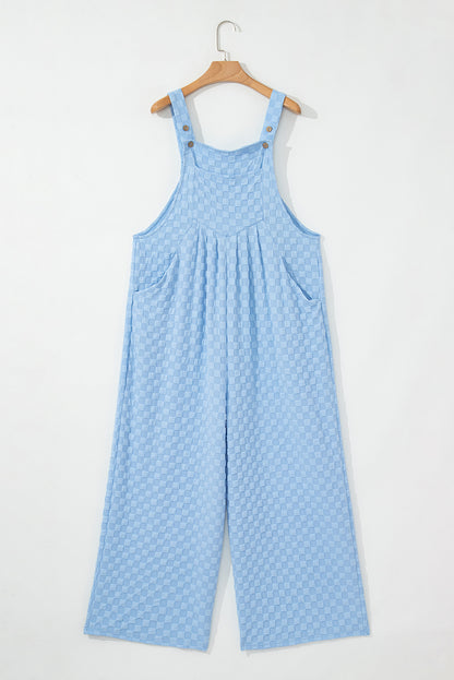 Checkered Pocketed High Waist Wide Leg Overall