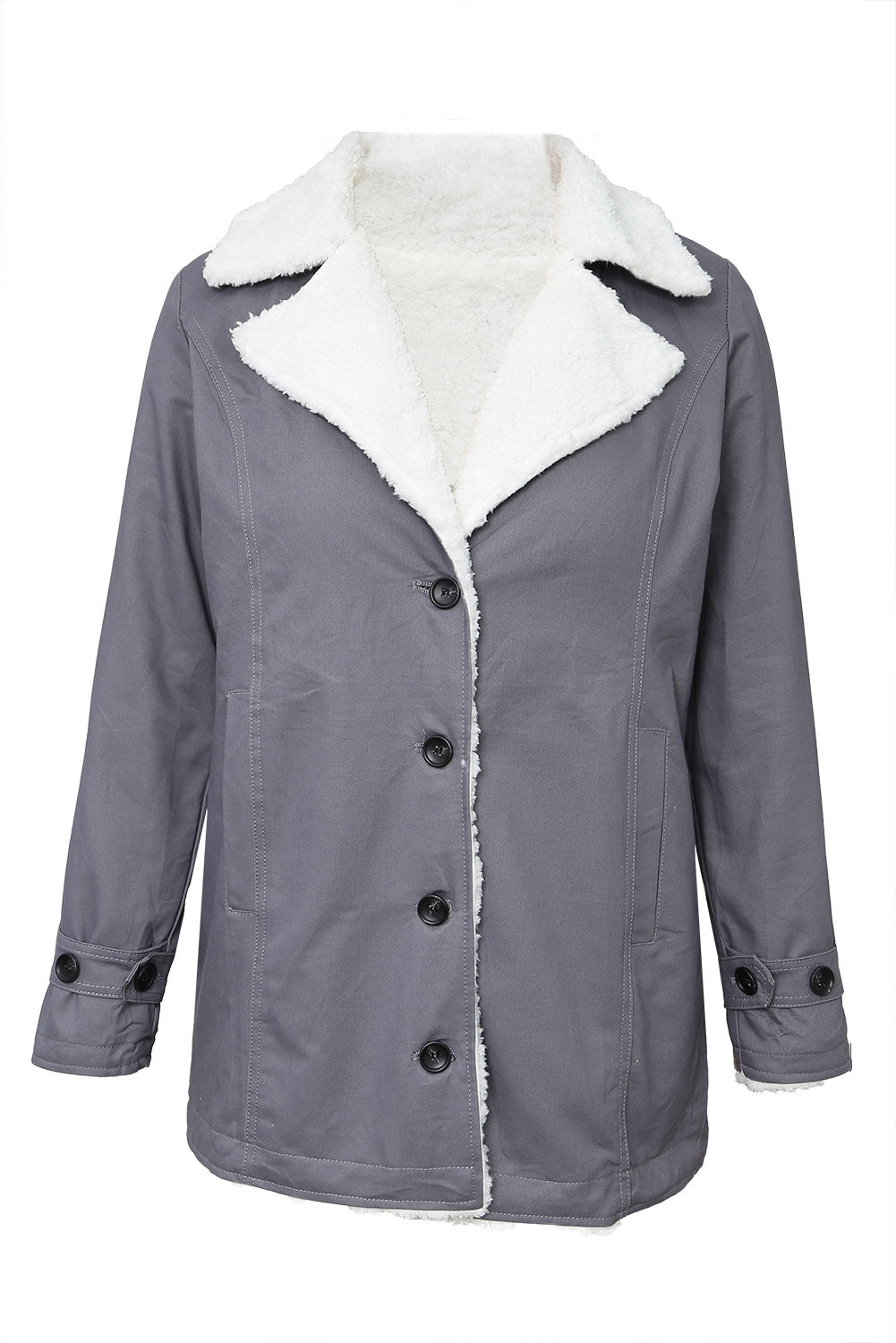 Lapel Collar Button Fleece Jacket