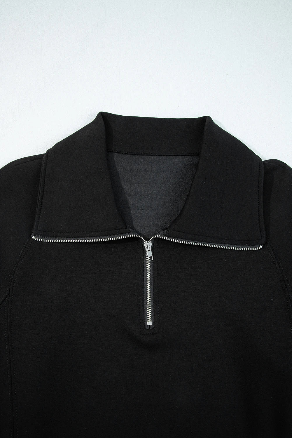 Zip Collar Long Sleeve Top Drawstring Pants Set