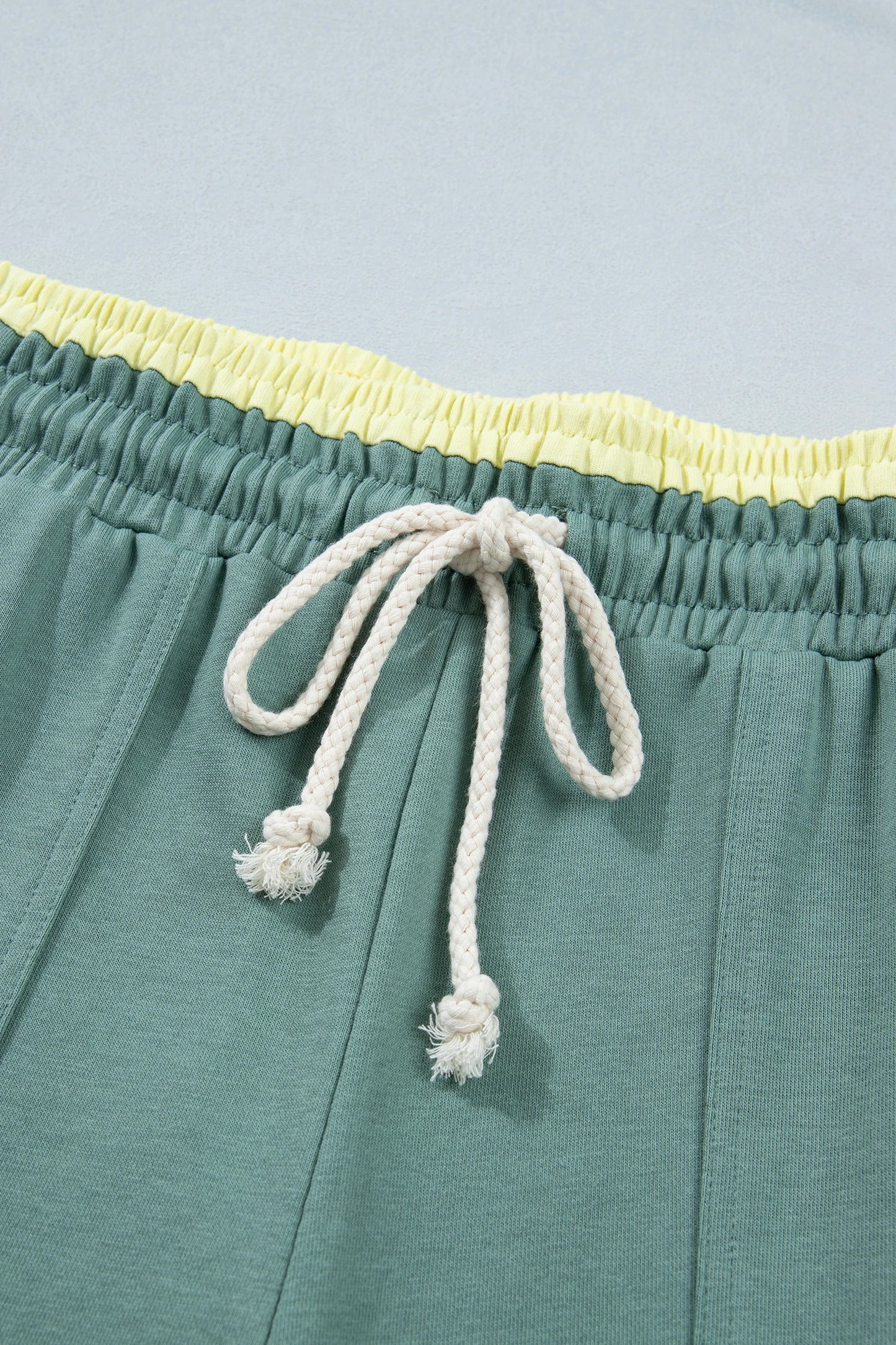 Color Block Flower Patchwork Drawstring Contrasted Elastic Waist Wide Leg Pants