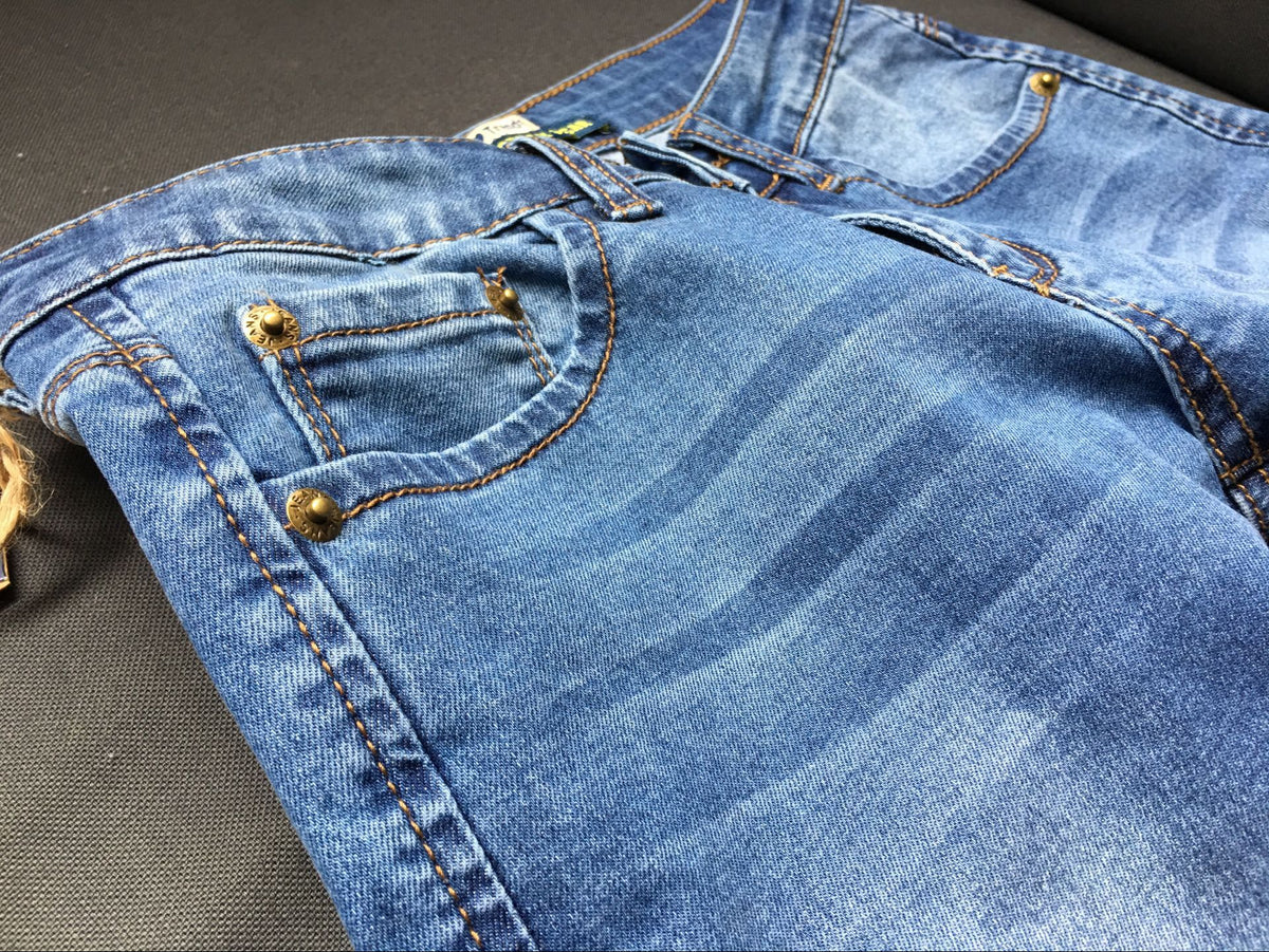 Low-waisted slim-fit stretch denim