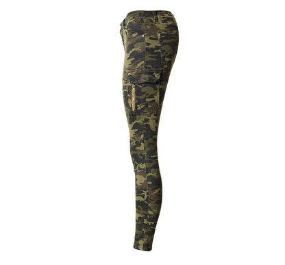 Middle Waist Elastic Slim Camouflage Pants