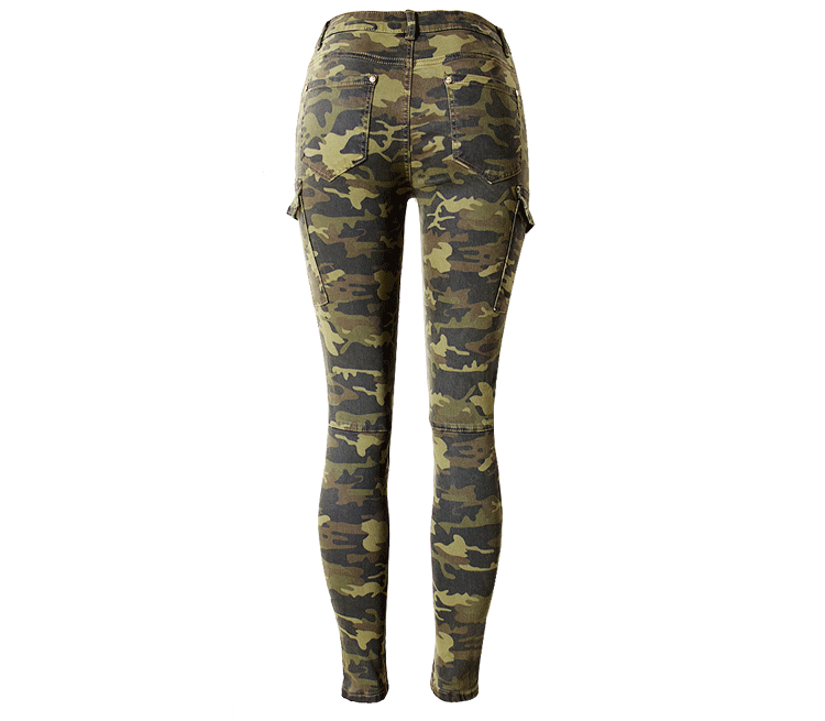 Middle Waist Elastic Slim Camouflage Pants