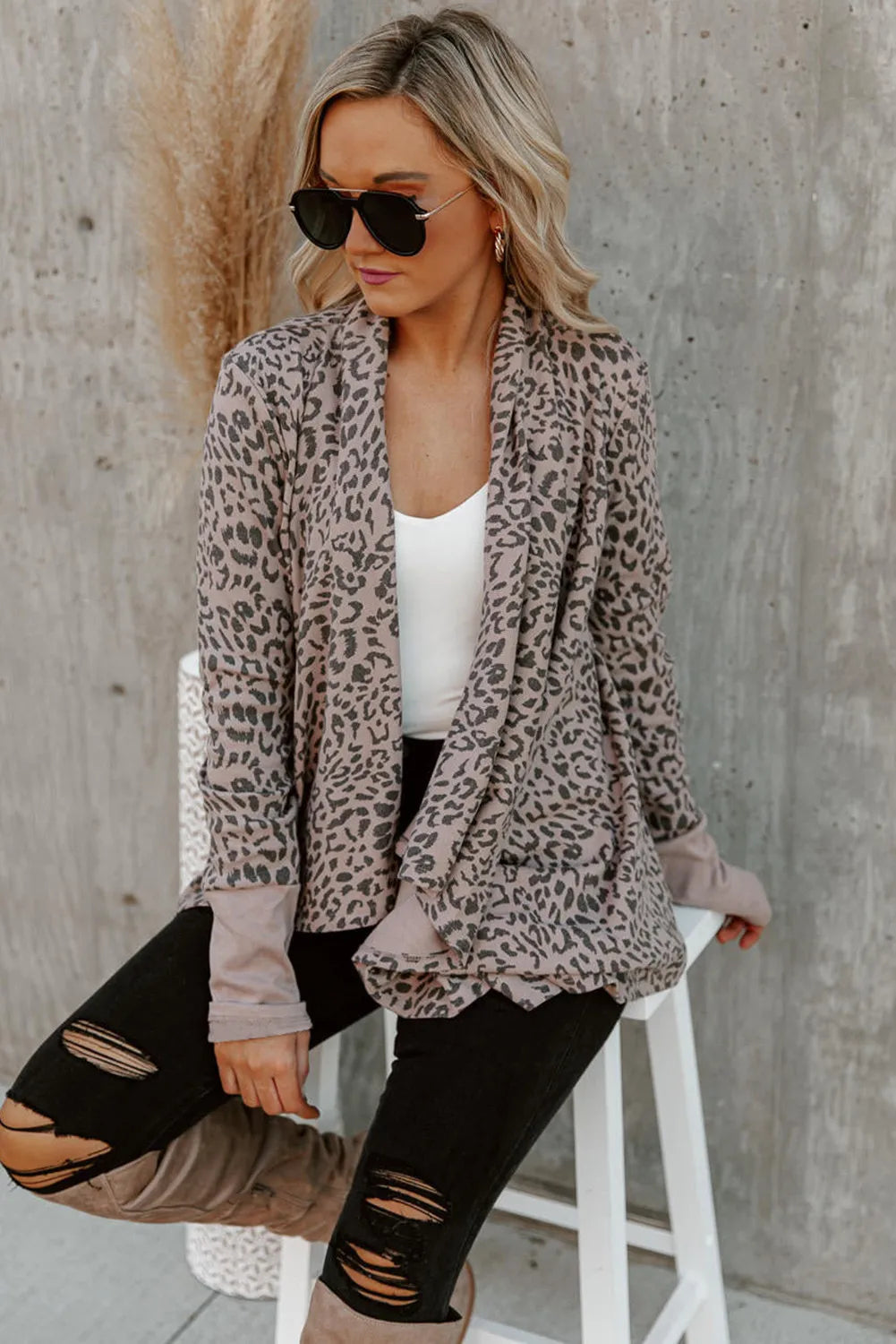 Leopard Leopard Open Front Cardigan