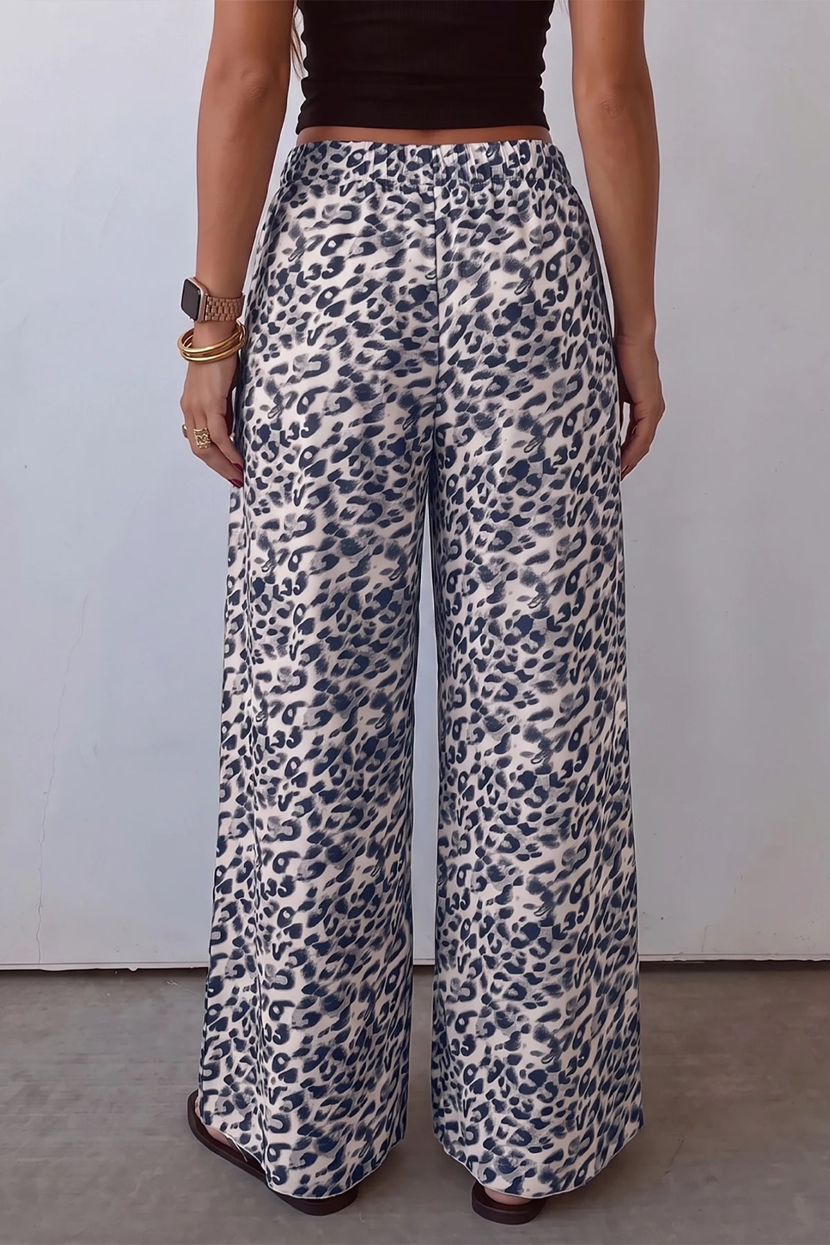 Multicolour Leopard Print Wide Leg Full Length Pants