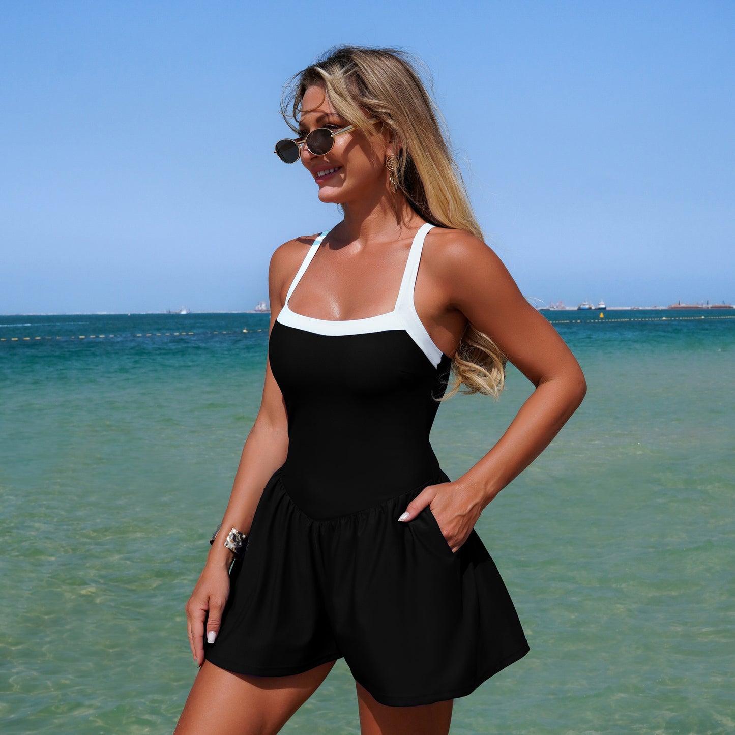 Swim dress with Corset Back Detail