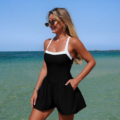 Swim dress with Corset Back Detail