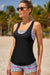 Grayish Sports Bra Tankini Swimsuit with Black Vest