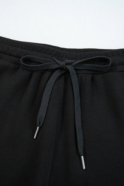 Zip Collar Long Sleeve Top Drawstring Pants Set