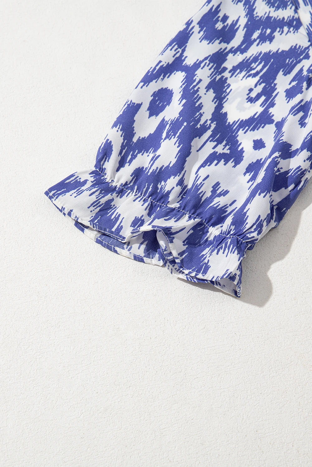 Sky Blue Geometric Print V Neck Casual Long Dress