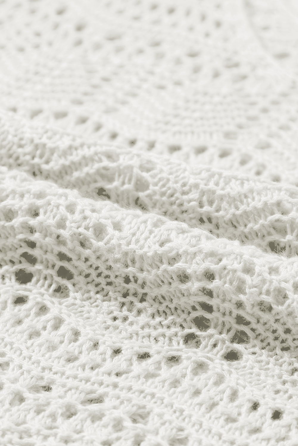 White V Neck Textured Hollow-out Sweater Vest