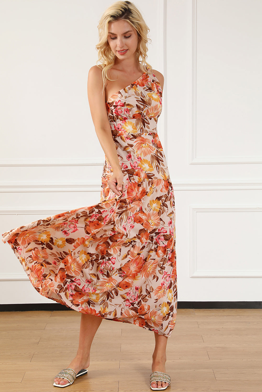 Orange Floral Dress - Floral Maxi Dress - Sleeveless Maxi Dress