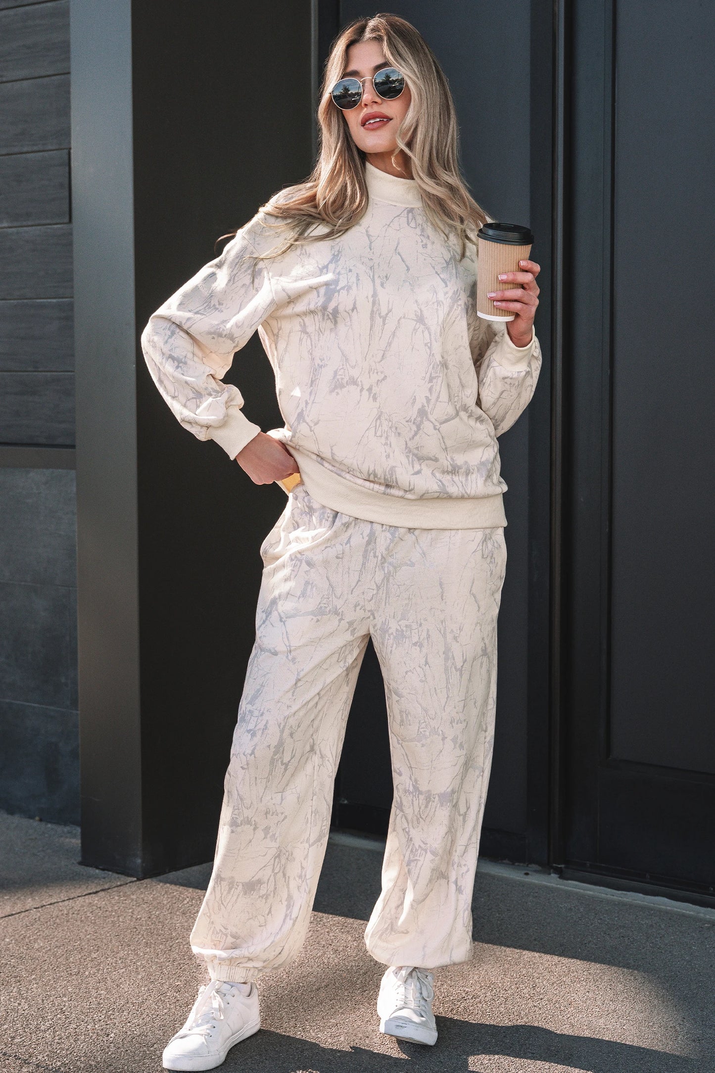 Khaki Camo Print Jogger Pants Set